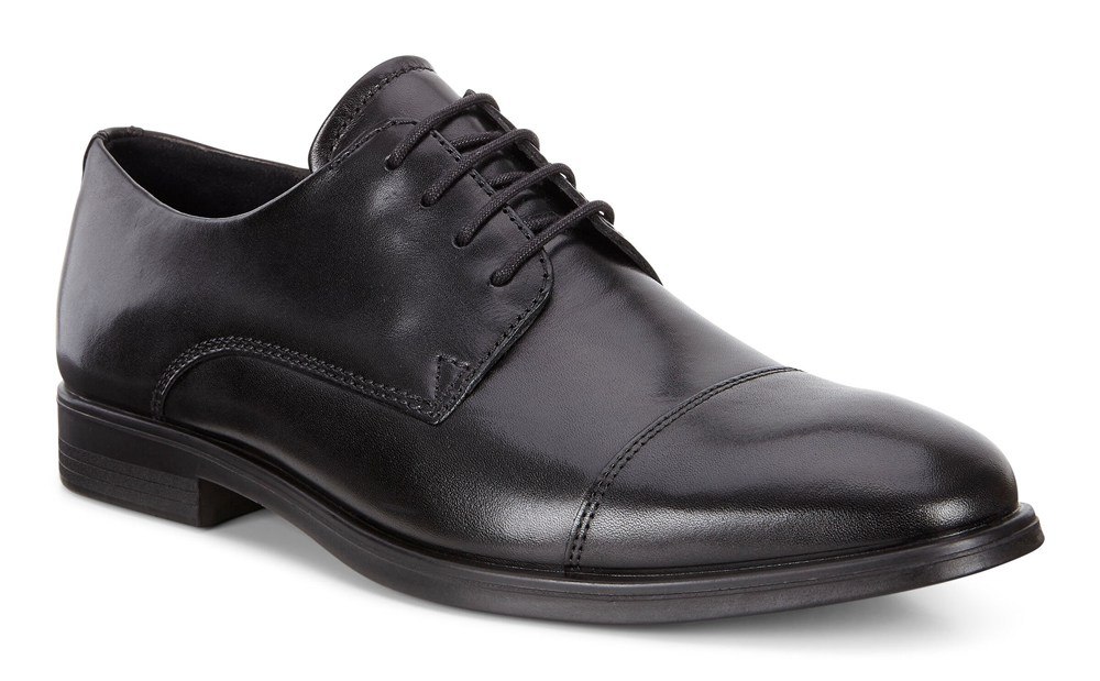 ECCO Mens Dress Shoes Black - Melbourne Cap Toe Tie - PSC-147892